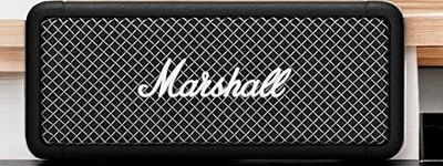 Experience rich, clear, and loud sound with Marshall's Emberton speaker. It offers 360° sound and 20+ hours of playtime. Waterproof and durable.